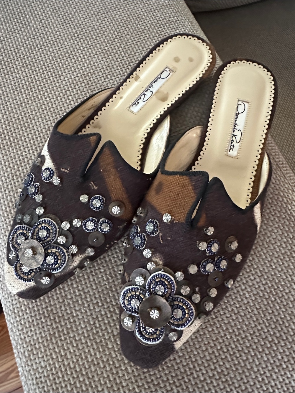 Vintage Oscar de la Renta embellished mules